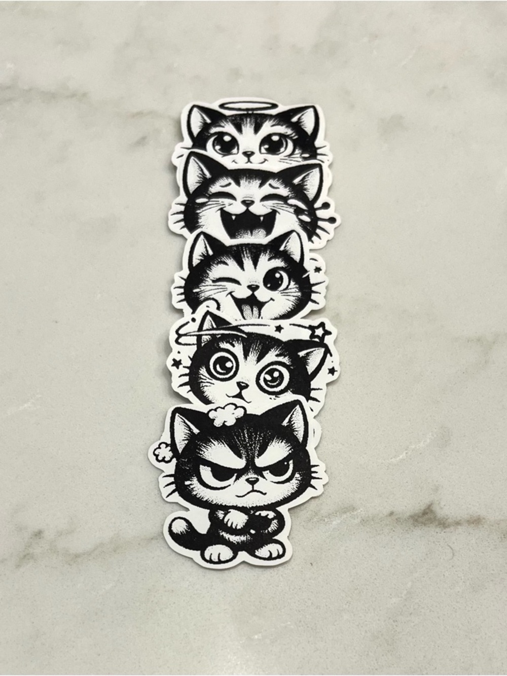 Handmade Cartoon Cat Sticker 5 Unique Designs - Picture 2 of 3